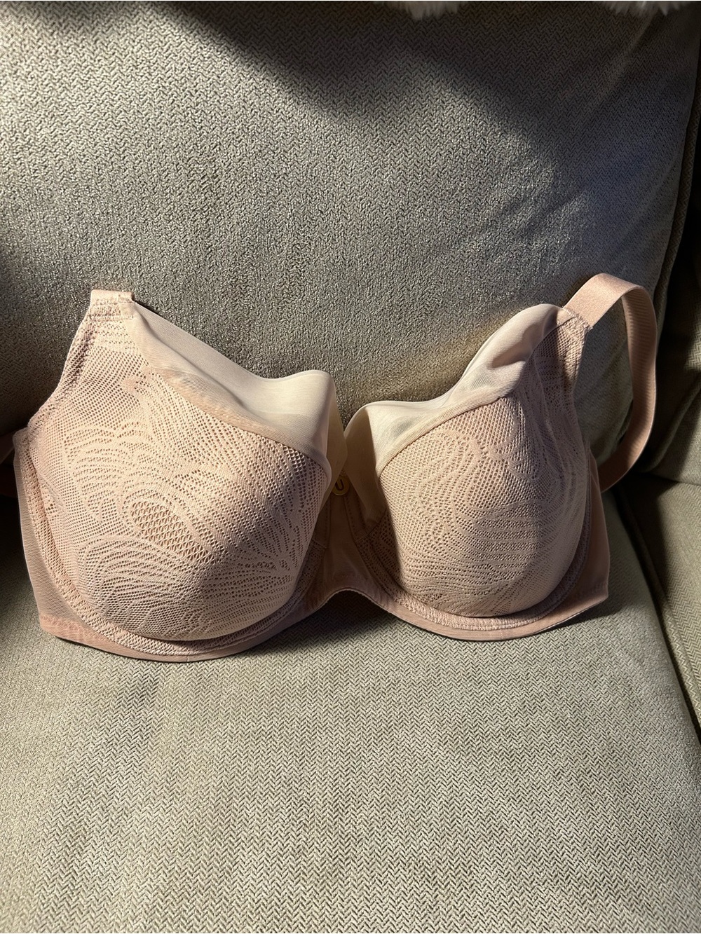 Understance Smooth Lace-Overlay Full Coverage Bra - Blush